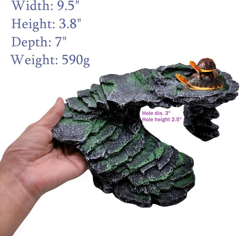 M2cbridge Reptile Hide Resting Step Ledge Cave Hideout Turtle Basking Platform – Great for Reptiles, Amphibians, and Fish (Black Step Ledge) - Image 3